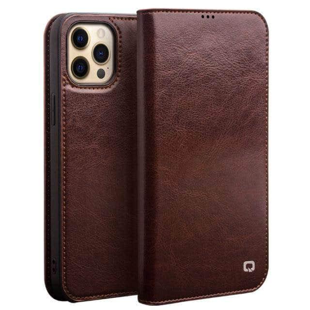 CaseBuddy Australia Casebuddy for i13 / Brown QIALINO Genuine iPhone 13 & 13 Pro Leather Case