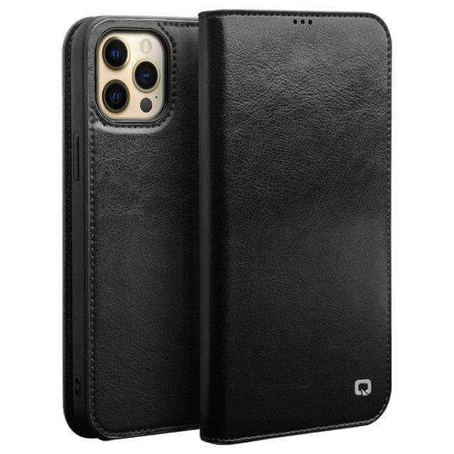 CaseBuddy Australia Casebuddy for i13 / Black QIALINO Genuine iPhone 13 & 13 Pro Leather Case