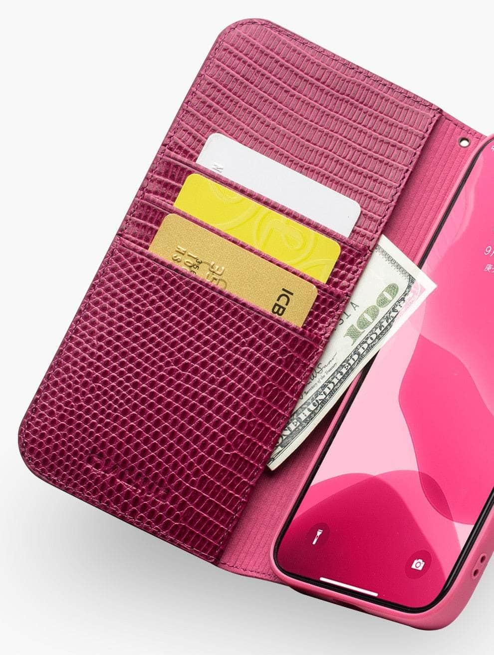 CaseBuddy Australia Casebuddy QIALINO Genuine Leather iPhone 13 Card Slots Women Case