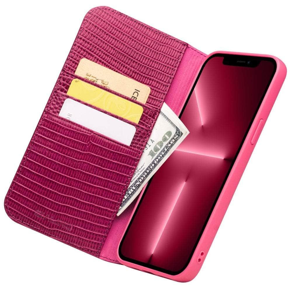 CaseBuddy Australia Casebuddy QIALINO Genuine Leather iPhone 13 Card Slots Women Case