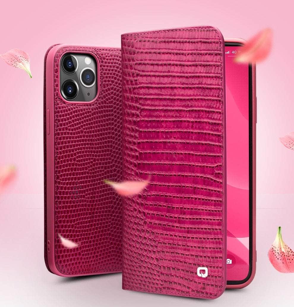 CaseBuddy Australia Casebuddy QIALINO Genuine Leatheri iPhone Pro Max 13 Card Slots Women Case