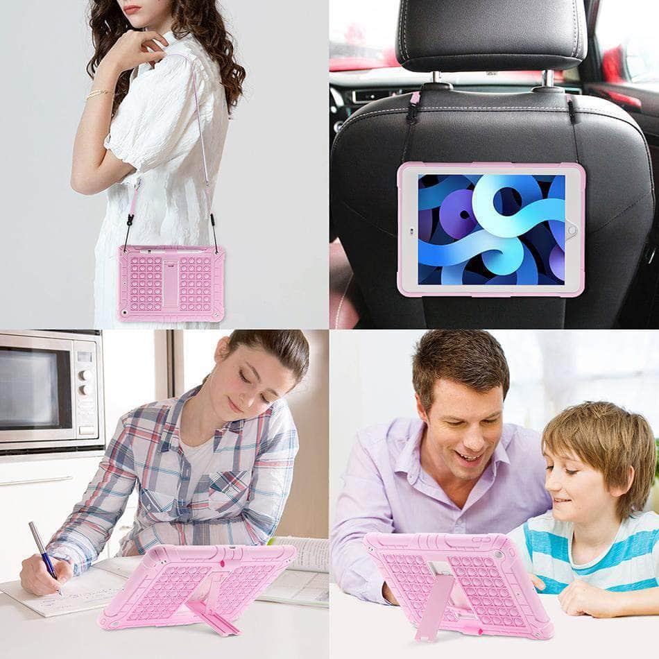 CaseBuddy Australia Casebuddy Rainbow Bubble Silicone iPad Air 4 Case Anti-Anxiety Stress Relief