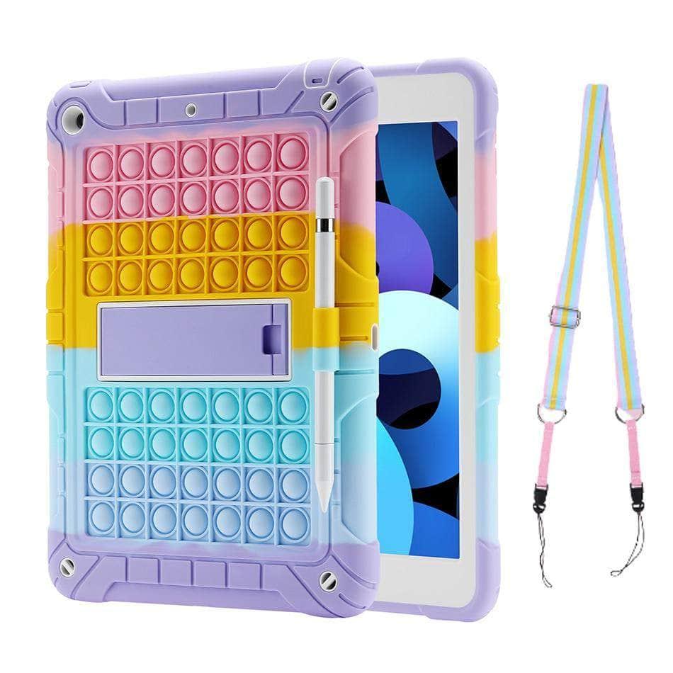 CaseBuddy Australia Casebuddy Rainbow Bubble Silicone iPad Air 4 Case Anti-Anxiety Stress Relief