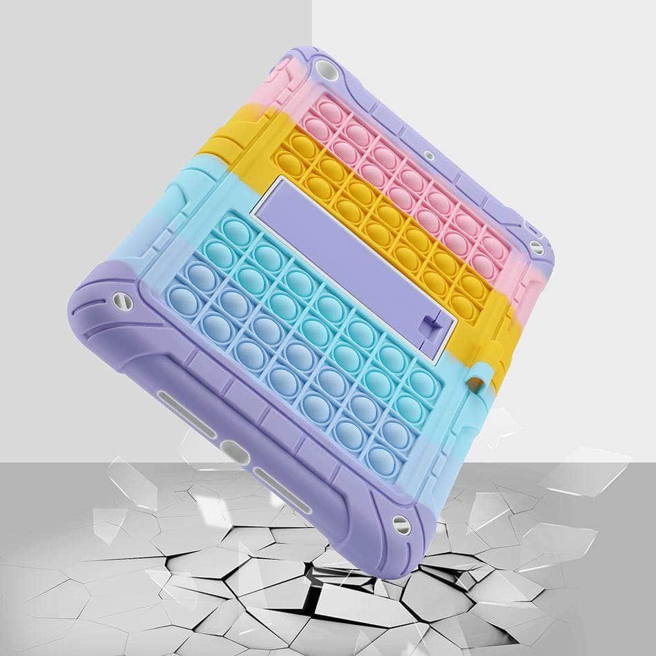 CaseBuddy Australia Casebuddy Rainbow Bubble Silicone iPad Air 4 Case Anti-Anxiety Stress Relief