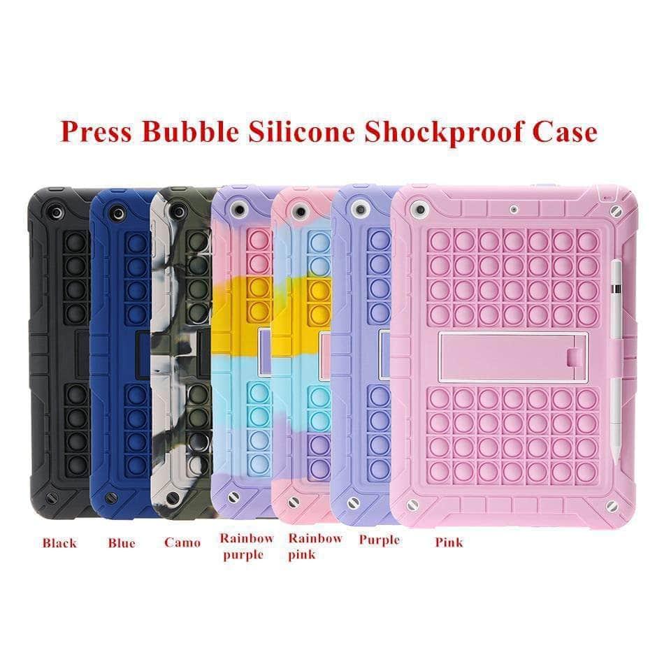 CaseBuddy Australia Casebuddy Rainbow Bubble Silicone iPad Air 4 Case Anti-Anxiety Stress Relief