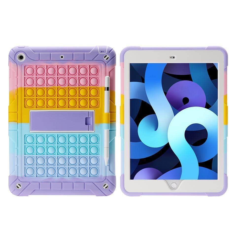CaseBuddy Australia Casebuddy Rainbow Bubble Silicone iPad Air 4 Case Anti-Anxiety Stress Relief