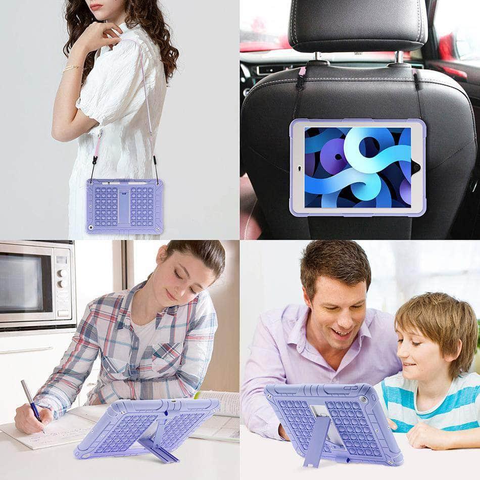 CaseBuddy Australia Casebuddy Rainbow Bubble Silicone iPad Air 4 Case Anti-Anxiety Stress Relief