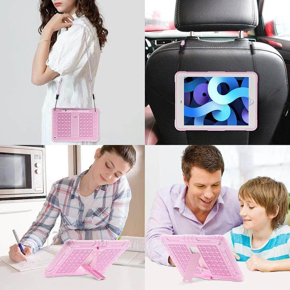 CaseBuddy Australia Casebuddy Rainbow Bubble Silicone iPad Air 5 2022 Case Anti-Anxiety Stress Relief