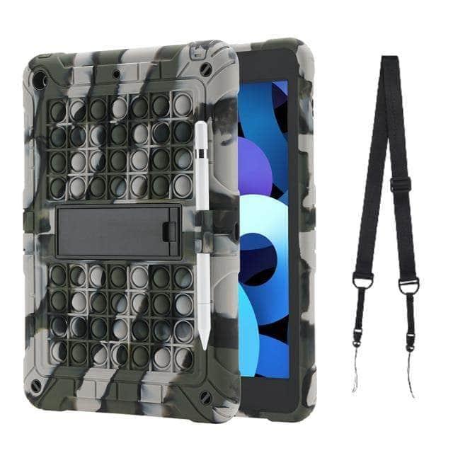CaseBuddy Australia Casebuddy Army Green / iPad Air 5 2022 Rainbow Bubble Silicone iPad Air 5 2022 Case Anti-Anxiety Stress Relief