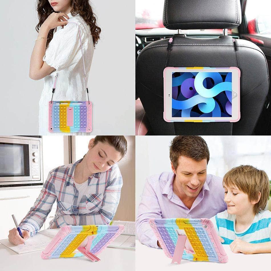 CaseBuddy Australia Casebuddy Rainbow Bubble Silicone iPad Air 5 2022 Case Anti-Anxiety Stress Relief