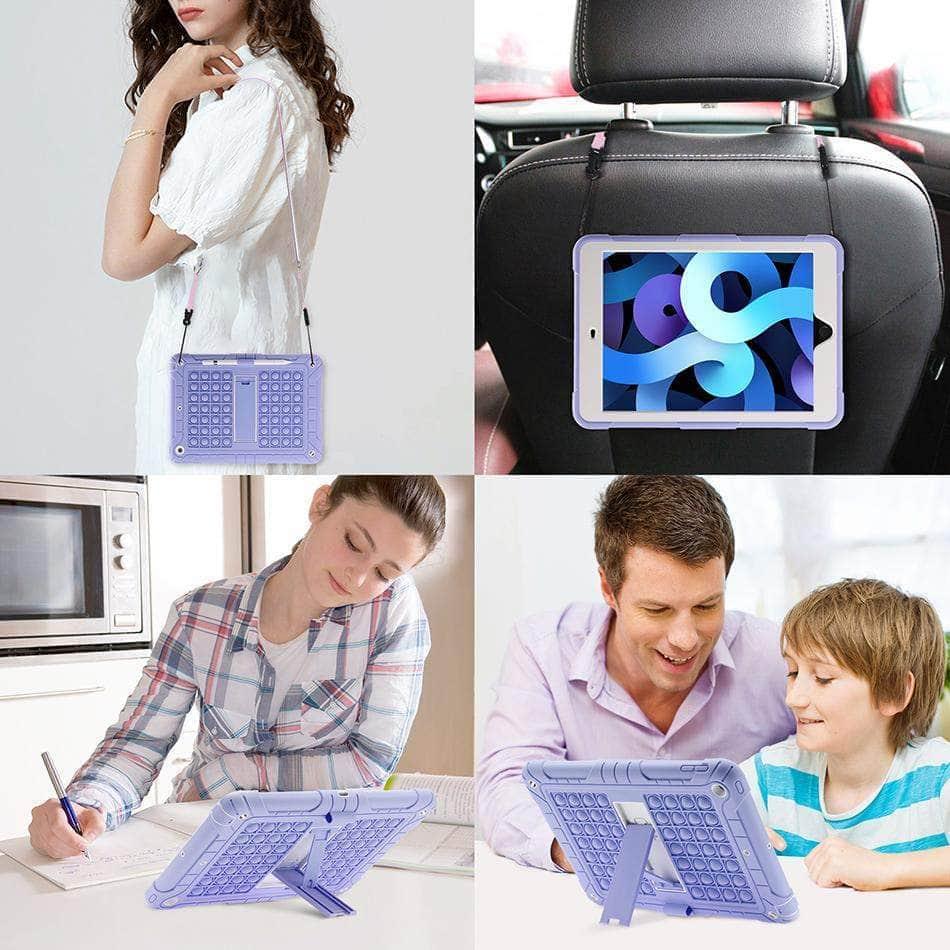 CaseBuddy Australia Casebuddy Rainbow Bubble Silicone iPad Air 5 2022 Case Anti-Anxiety Stress Relief