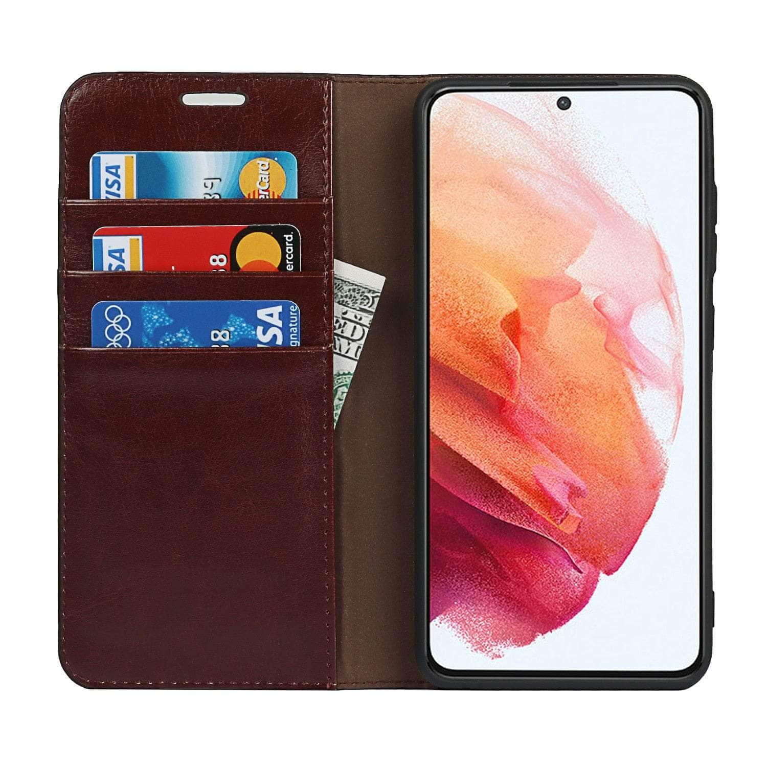 CaseBuddy Australia Casebuddy Real Genuine Leather Flip S22 Cover Credit Card Holder