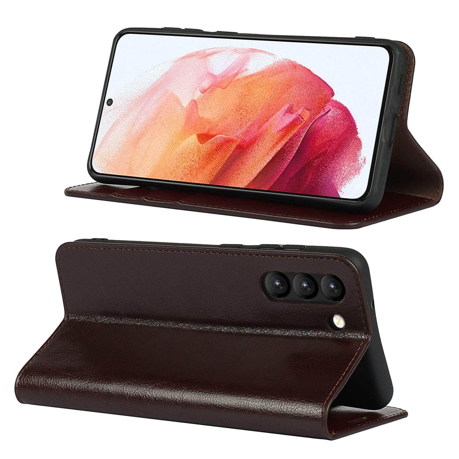 CaseBuddy Australia Casebuddy Real Genuine Leather Flip S22 Ultra Cover Credit Card Holder