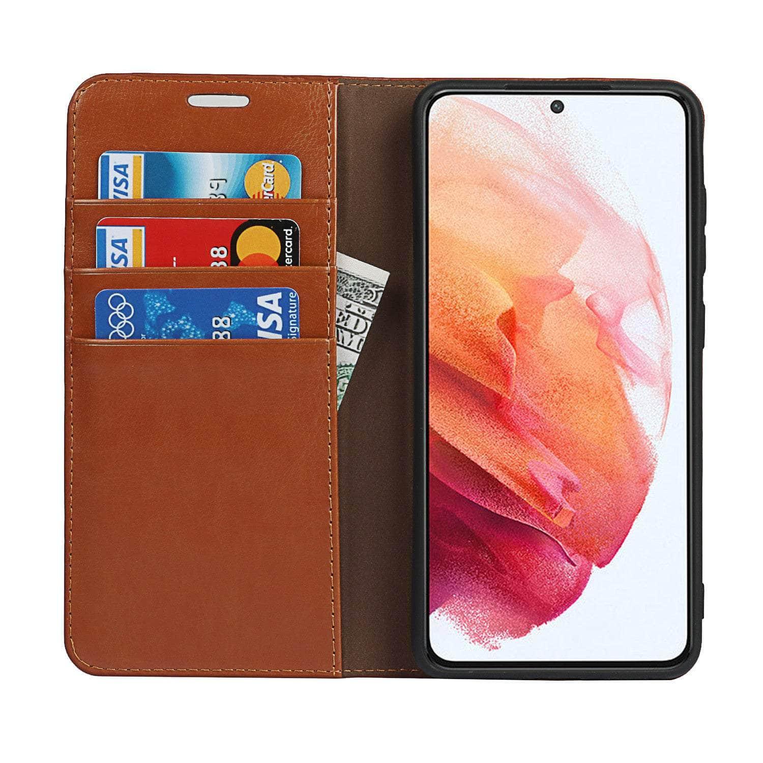 CaseBuddy Australia Casebuddy Real Genuine Leather Flip S22 Ultra Cover Credit Card Holder