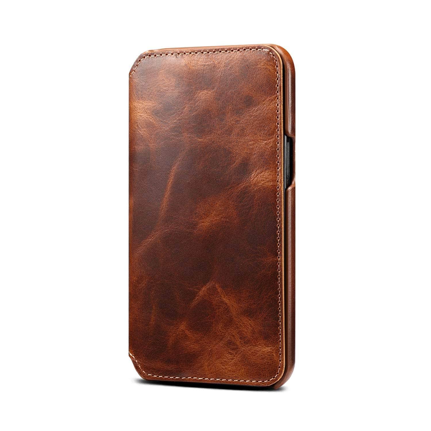 Casebuddy Real Leather iPhone 14 Leather Retro Wallet Case