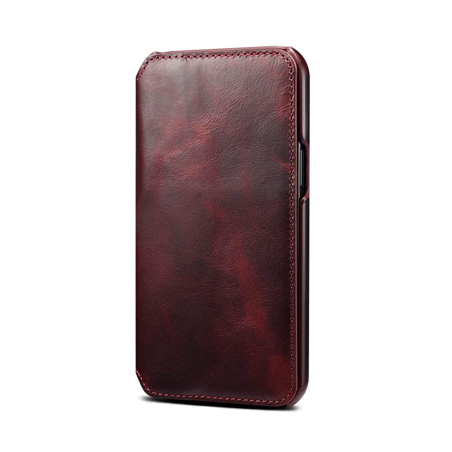 Casebuddy Real Leather iPhone 14 Leather Retro Wallet Case