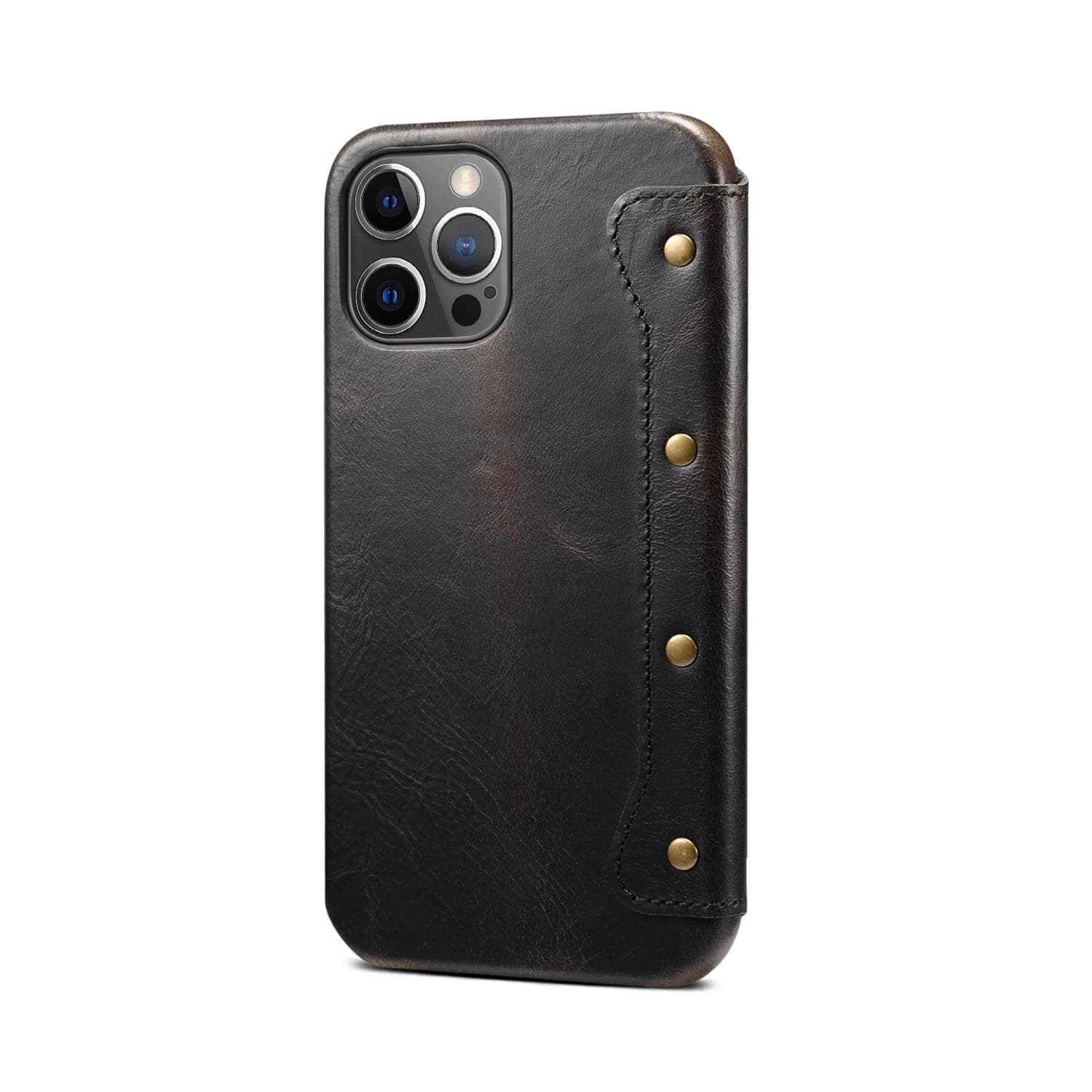 Casebuddy Real Leather iPhone 14 Max Leather Retro Wallet Case