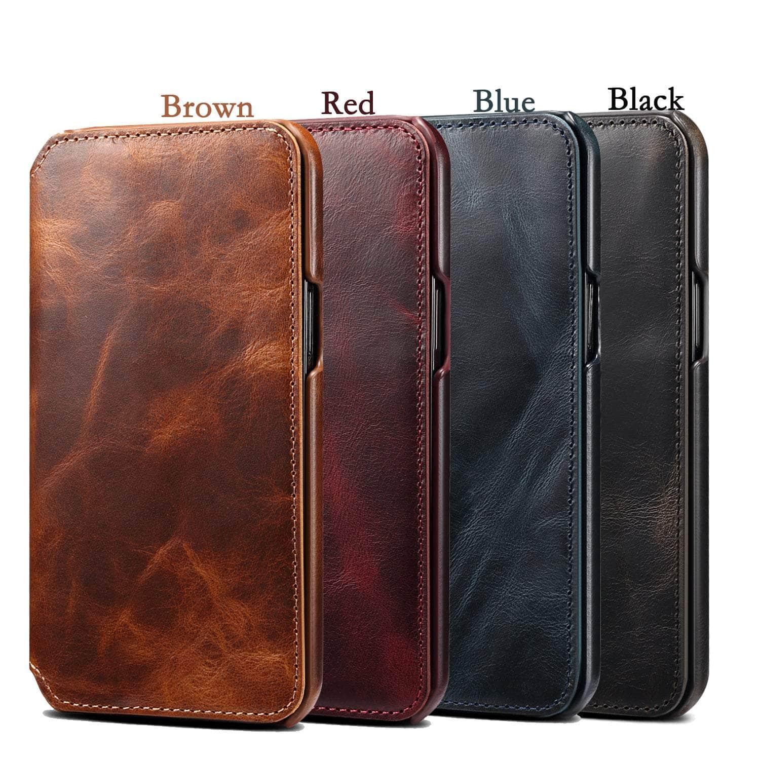 Casebuddy Real Leather iPhone 14 Max Leather Retro Wallet Case