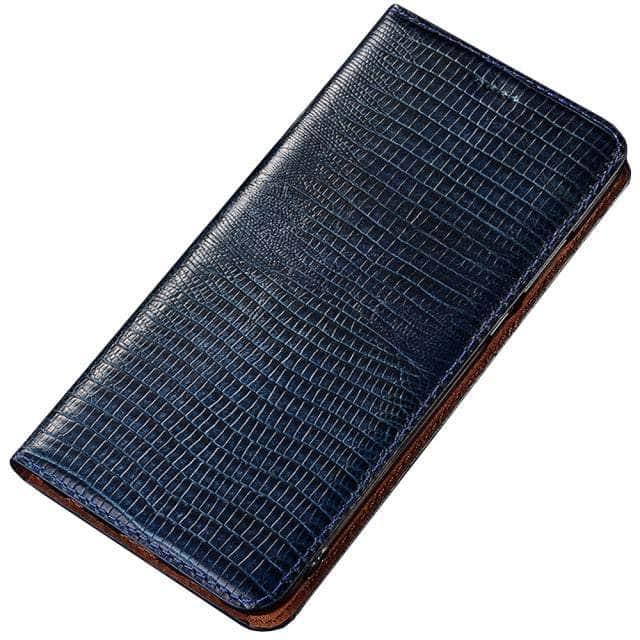 CaseBuddy Australia Casebuddy Galaxy S22 Ultra / Dark Blue Real Leather Magnetic S22 Ultra Case Kickstand