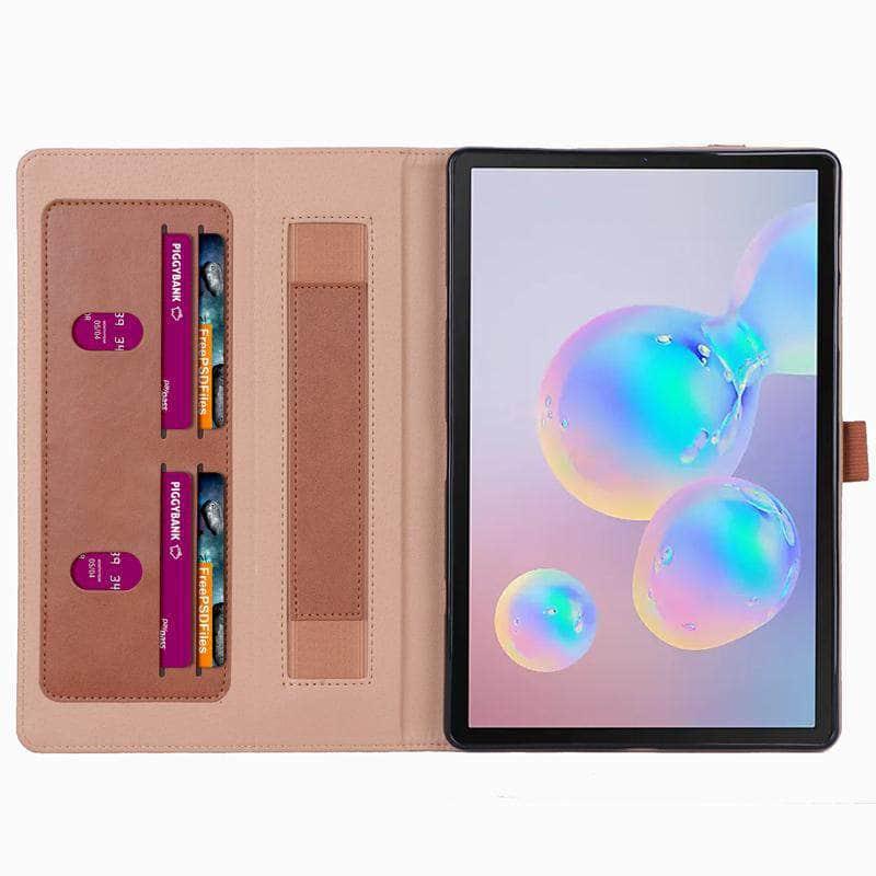 Retro Leather Case Galaxy Tab S6 10.5" T865 T860 Business Handheld Card Stand - CaseBuddy