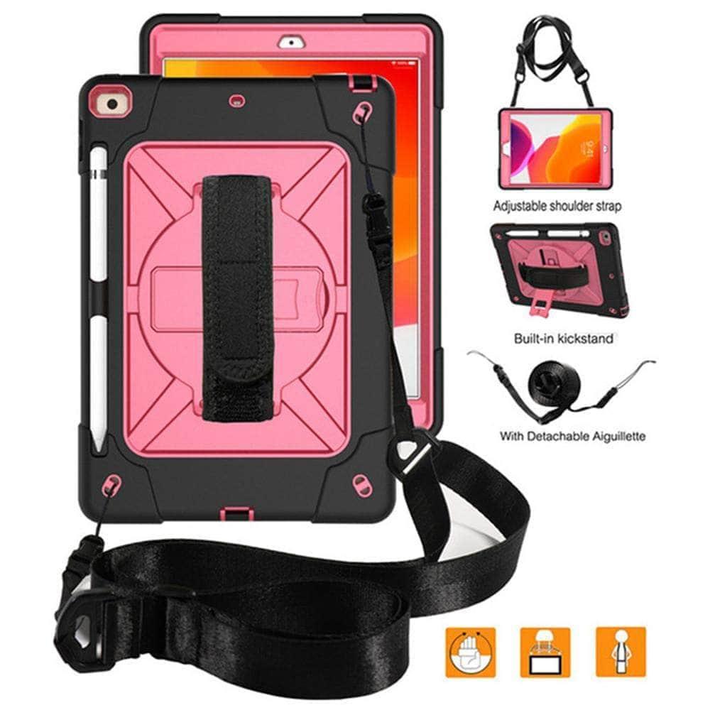 CaseBuddy Casebuddy Rotating Stand Tablet Case iPad 10.2 2019/2020 (iPad 7/8) Heavy Duty Protector Hand Strap Shoulder Strap