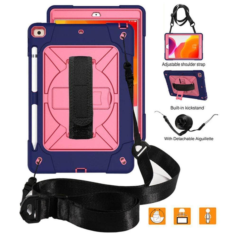 CaseBuddy Casebuddy Rotating Stand Tablet Case iPad 10.2 2019/2020 (iPad 7/8) Heavy Duty Protector Hand Strap Shoulder Strap