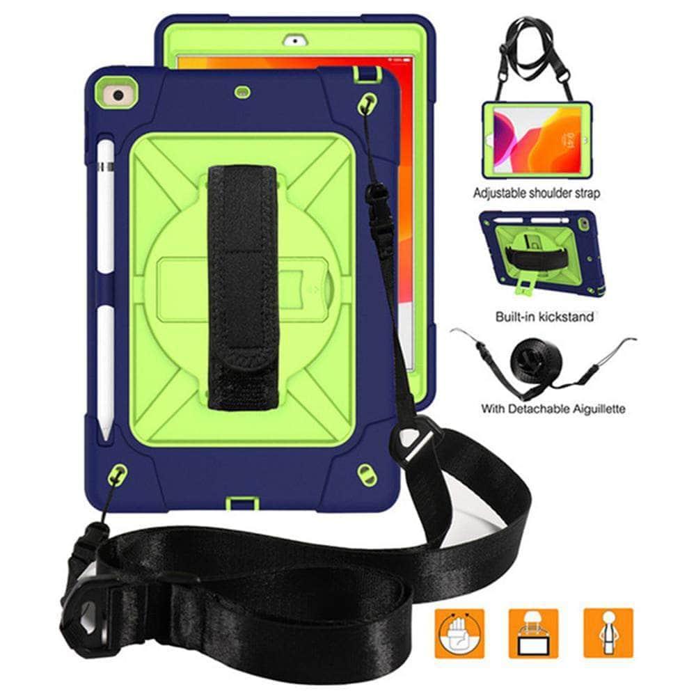 CaseBuddy Casebuddy Rotating Stand Tablet Case iPad 10.2 2019/2020 (iPad 7/8) Heavy Duty Protector Hand Strap Shoulder Strap