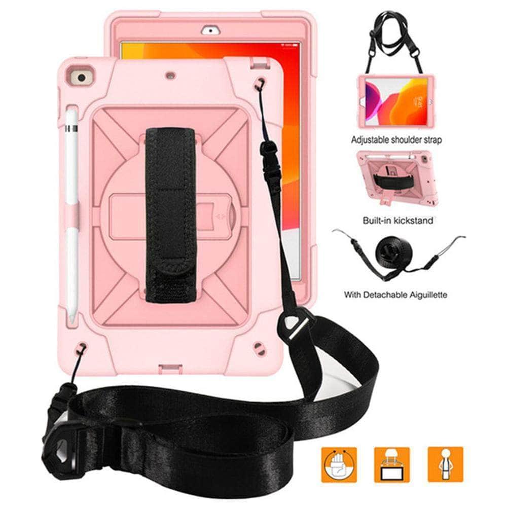 CaseBuddy Casebuddy Rotating Stand Tablet Case iPad 10.2 2019/2020 (iPad 7/8) Heavy Duty Protector Hand Strap Shoulder Strap