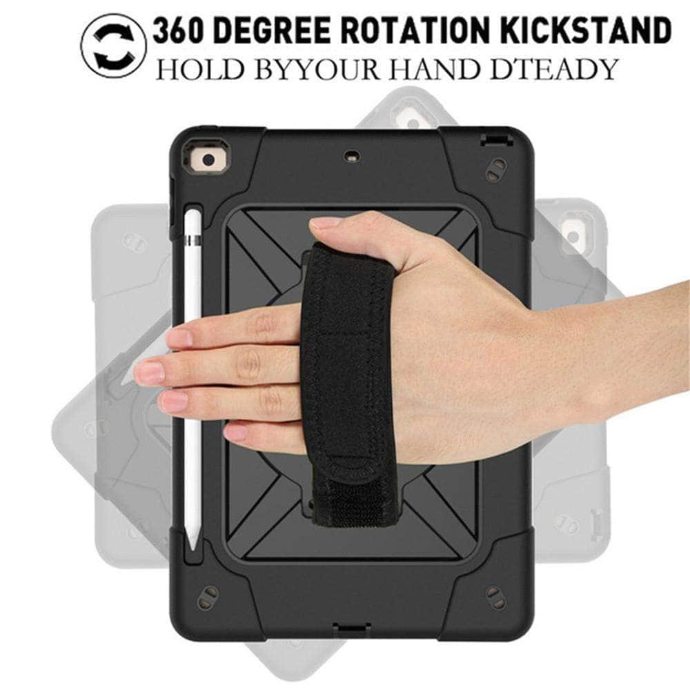 CaseBuddy Casebuddy Rotating Stand Tablet Case iPad 10.2 2019/2020 (iPad 7/8) Heavy Duty Protector Hand Strap Shoulder Strap