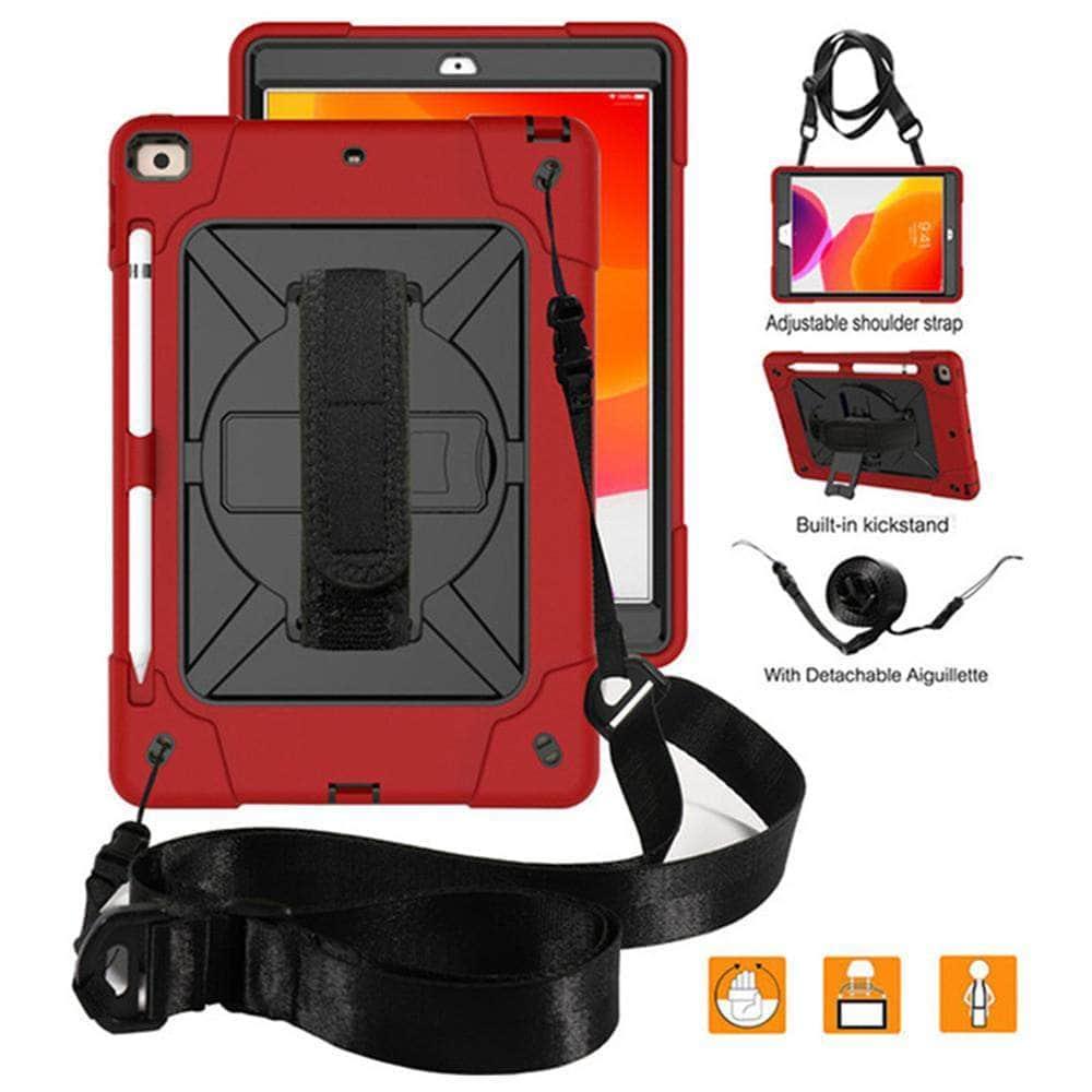 CaseBuddy Casebuddy Rotating Stand Tablet Case iPad 10.2 2019/2020 (iPad 7/8) Heavy Duty Protector Hand Strap Shoulder Strap