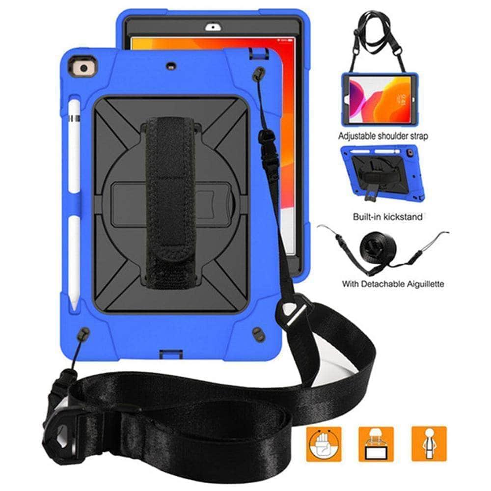 CaseBuddy Casebuddy Rotating Stand Tablet Case iPad 10.2 2019/2020 (iPad 7/8) Heavy Duty Protector Hand Strap Shoulder Strap