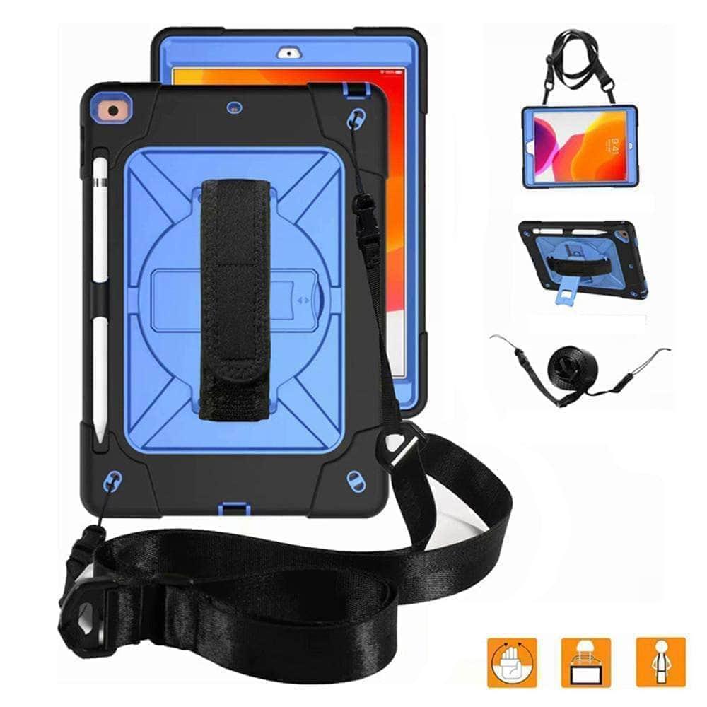 CaseBuddy Casebuddy Rotating Stand Tablet Case iPad 10.2 2019/2020 (iPad 7/8) Heavy Duty Protector Hand Strap Shoulder Strap