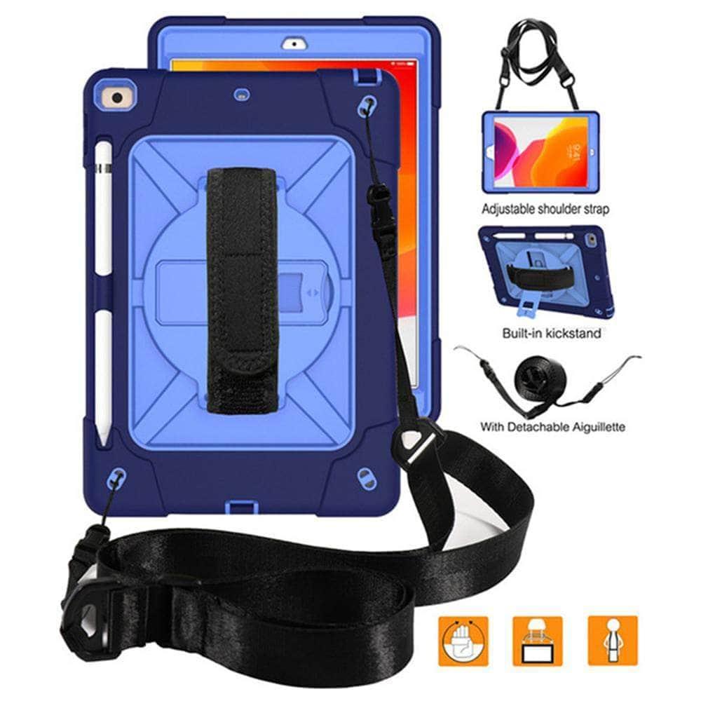 CaseBuddy Casebuddy Rotating Stand Tablet Case iPad 10.2 2019/2020 (iPad 7/8) Heavy Duty Protector Hand Strap Shoulder Strap