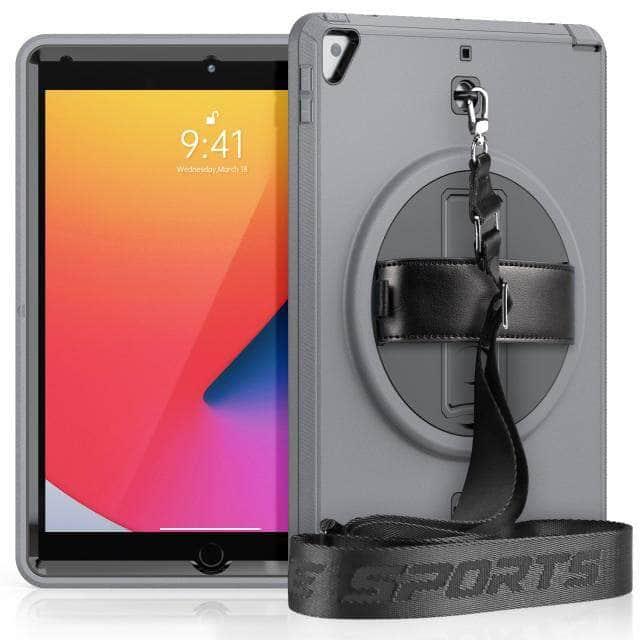 CaseBuddy Australia Casebuddy gray / iPad 10.2 (2021) 9th Rotation iPad 9 Kickstand Hand Strap Case