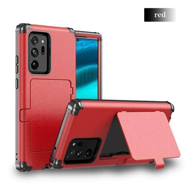 CaseBuddy Australia Casebuddy S21 Ultra 5G / Red Samsung Galaxy Make up Mirror Armor Case Card Slots Holder Cover