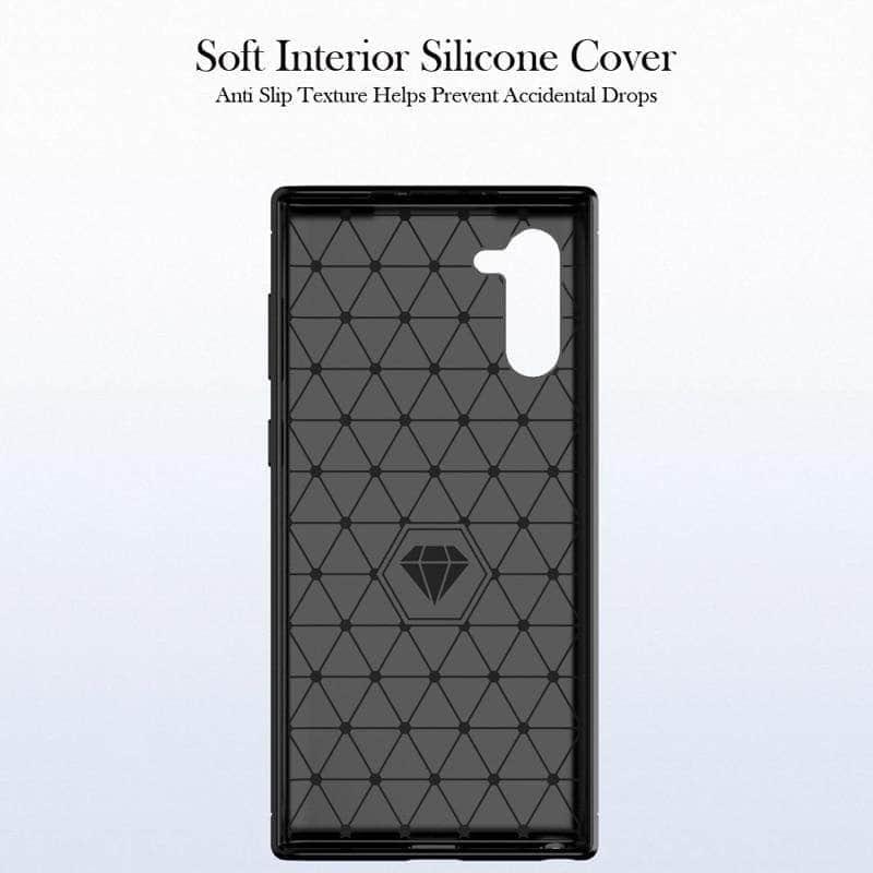 Samsung Galaxy Note 10 Plus Case Brushed Silicone Carbon Fiber Texture shockproo Back Cover - CaseBuddy