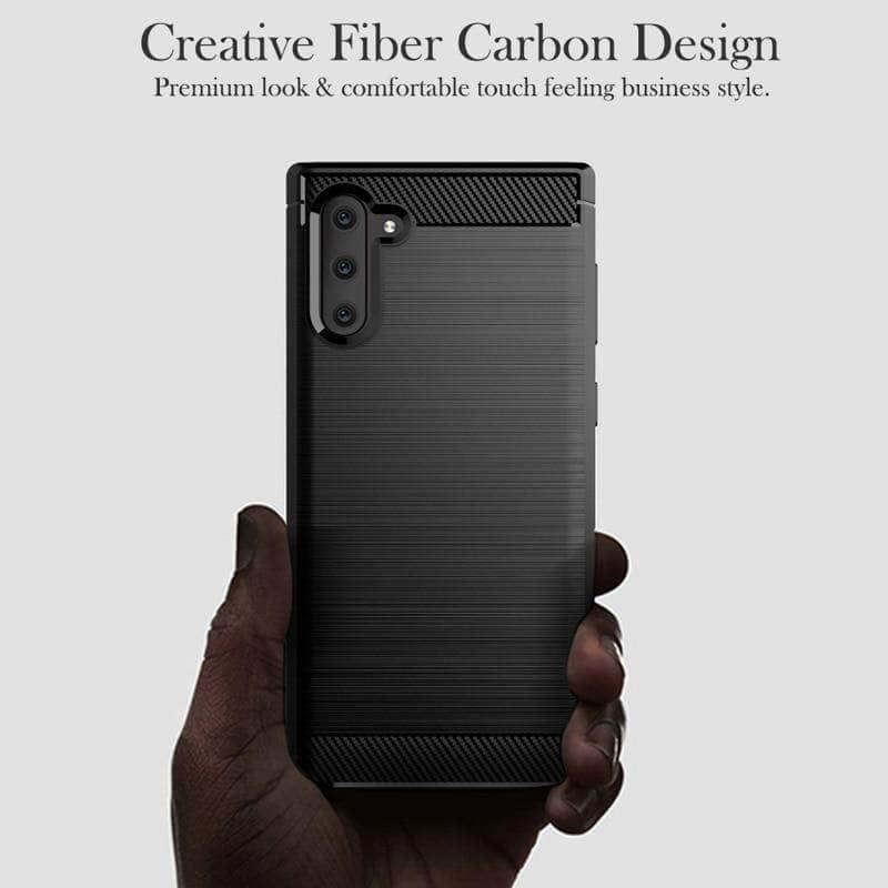 Samsung Galaxy Note 10 Plus Case Brushed Silicone Carbon Fiber Texture shockproo Back Cover - CaseBuddy