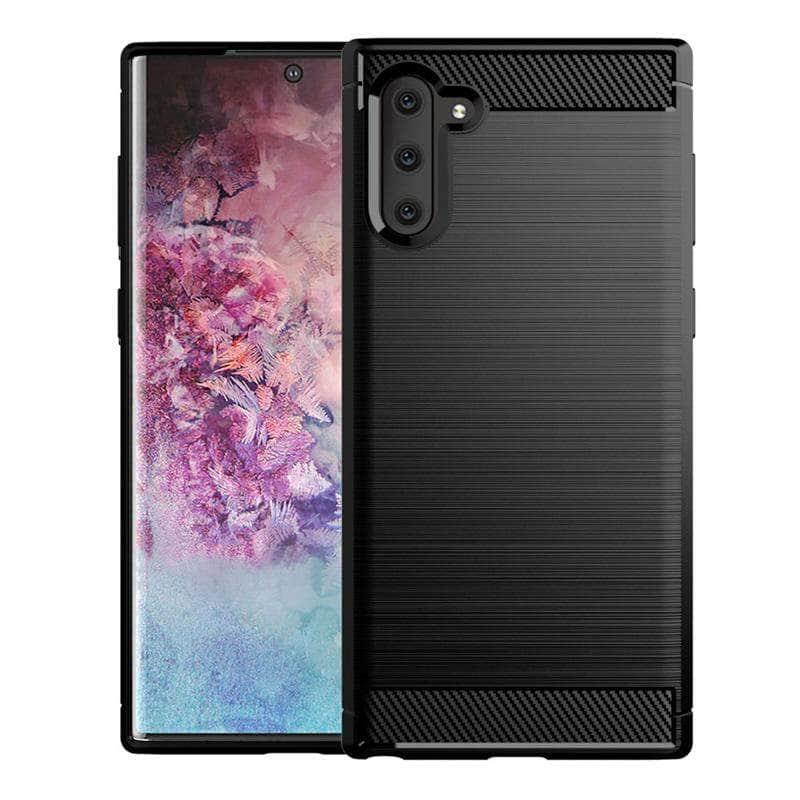 Samsung Galaxy Note 10 Plus Case Brushed Silicone Carbon Fiber Texture shockproo Back Cover - CaseBuddy