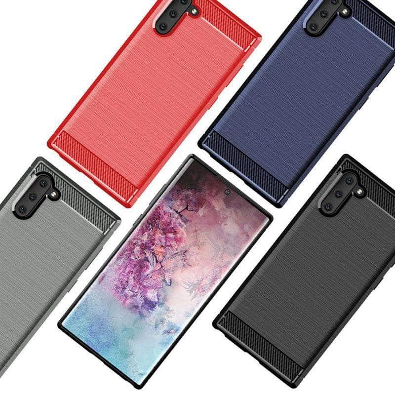 Samsung Galaxy Note 10 Plus Case Brushed Silicone Carbon Fiber Texture shockproo Back Cover - CaseBuddy