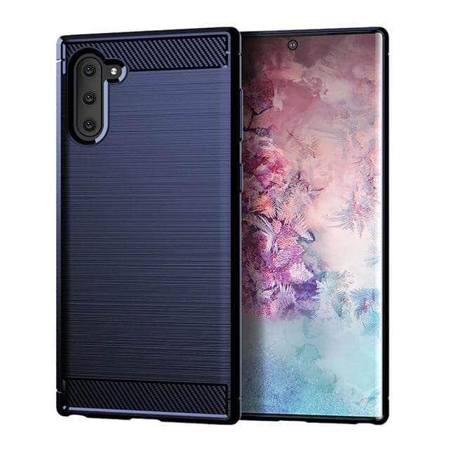 Samsung Galaxy Note 10 Plus Case Brushed Silicone Carbon Fiber Texture shockproo Back Cover - CaseBuddy