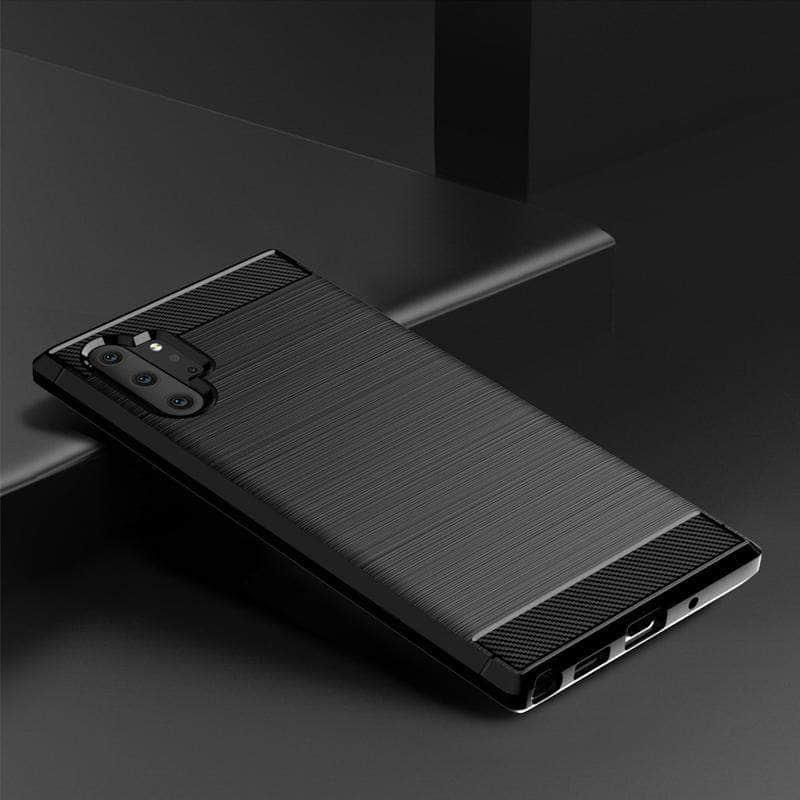 Samsung Galaxy Note 10 Plus Case Brushed Silicone Carbon Fiber Texture shockproo Back Cover - CaseBuddy