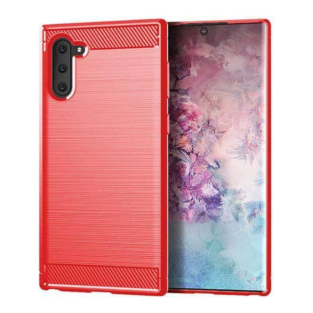 Samsung Galaxy Note 10 Plus Case Brushed Silicone Carbon Fiber Texture shockproo Back Cover - CaseBuddy