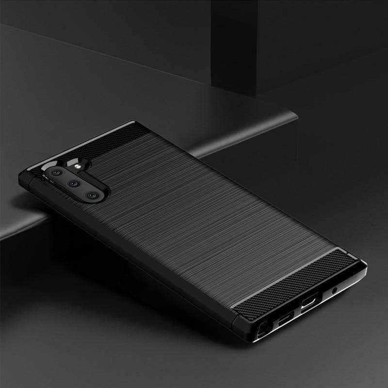 Samsung Galaxy Note 10 Plus Case Brushed Silicone Carbon Fiber Texture shockproo Back Cover - CaseBuddy