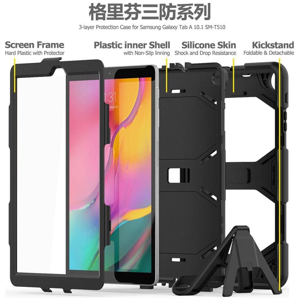 Samsung Galaxy Tab A 10.1 2019 T510 T515 Shockproof Hard Military Heavy Duty Silicone Rugged Case - CaseBuddy