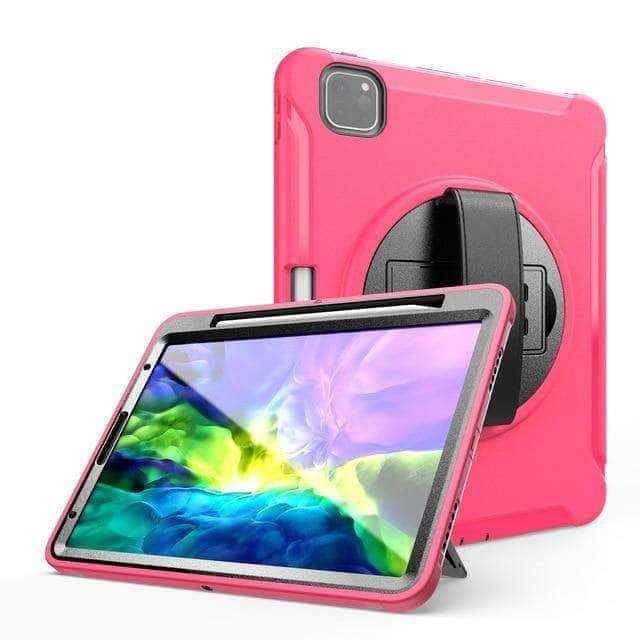 CaseBuddy Australia Casebuddy Rose Red / iPad Pro 12.9 2020 Shockproof Armor iPad Pro 11 12.9 2020 Pencil Holder Hand Strap Case