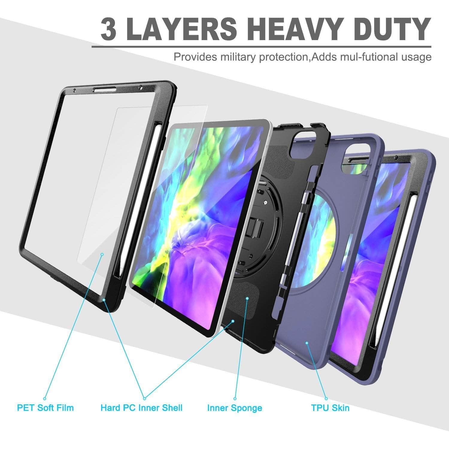 CaseBuddy Australia Casebuddy Shockproof Armor iPad Pro 11 12.9 2020 Pencil Holder Hand Strap Case