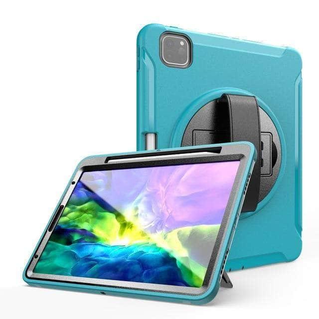 CaseBuddy Australia Casebuddy Light Blue / iPad Pro 12.9 2020 Shockproof Armor iPad Pro 11 12.9 2020 Pencil Holder Hand Strap Case