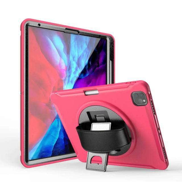 CaseBuddy Australia Casebuddy Pink Shockproof Armor iPad Pro 12.9 2021 Pencil Holder Hand Strap Case