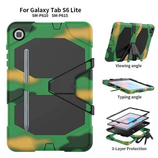 CaseBuddy Australia Casebuddy Camouflage green / Tab S6 10.4 P610 Shockproof Heavy Duty Stand Case Galaxy Tab S6 Lite 10.4 P610 P615