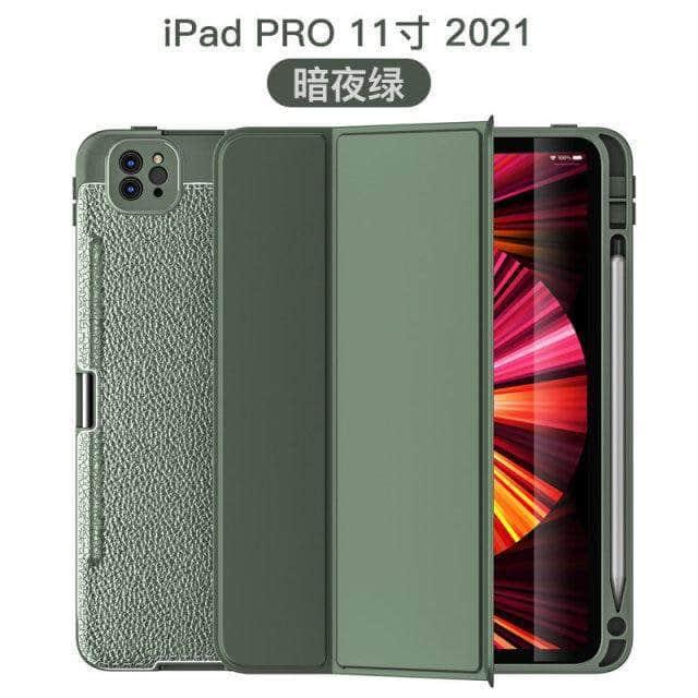 CaseBuddy Australia Casebuddy Green ShockProof iPad Pro 11 2021 A2460 TPU Silicone Back Cover Kickstand